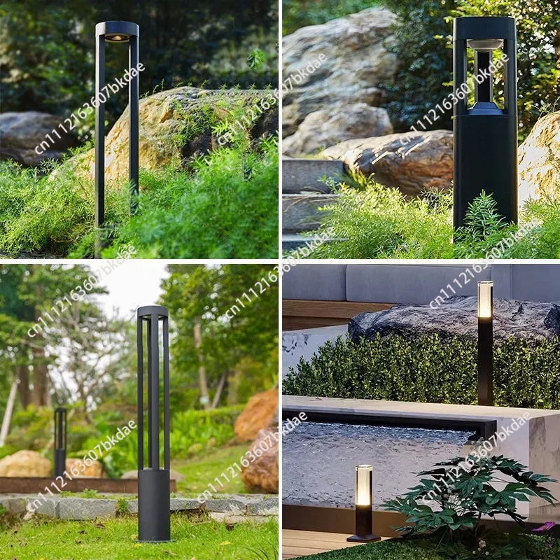 Bollard Landscape Light Outdoor Black Garden Pathway Lighting Fixtures Floor Lawn Lamp for Pillar Outdoor Landscape Lights