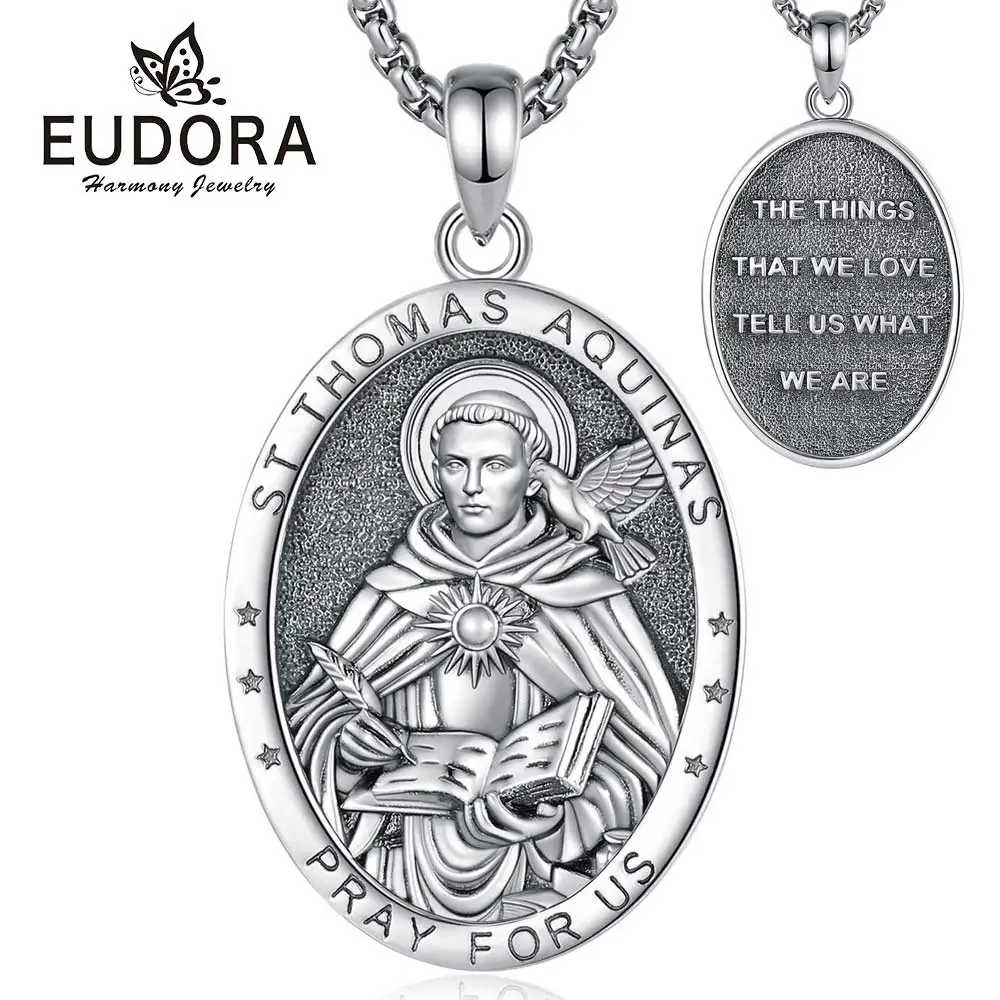 Медный кулон Eudora Святой Томас Аквинский для мужчин и женщин, католический религиозный амулет, защитное украшение, подарок на праздник ﻿