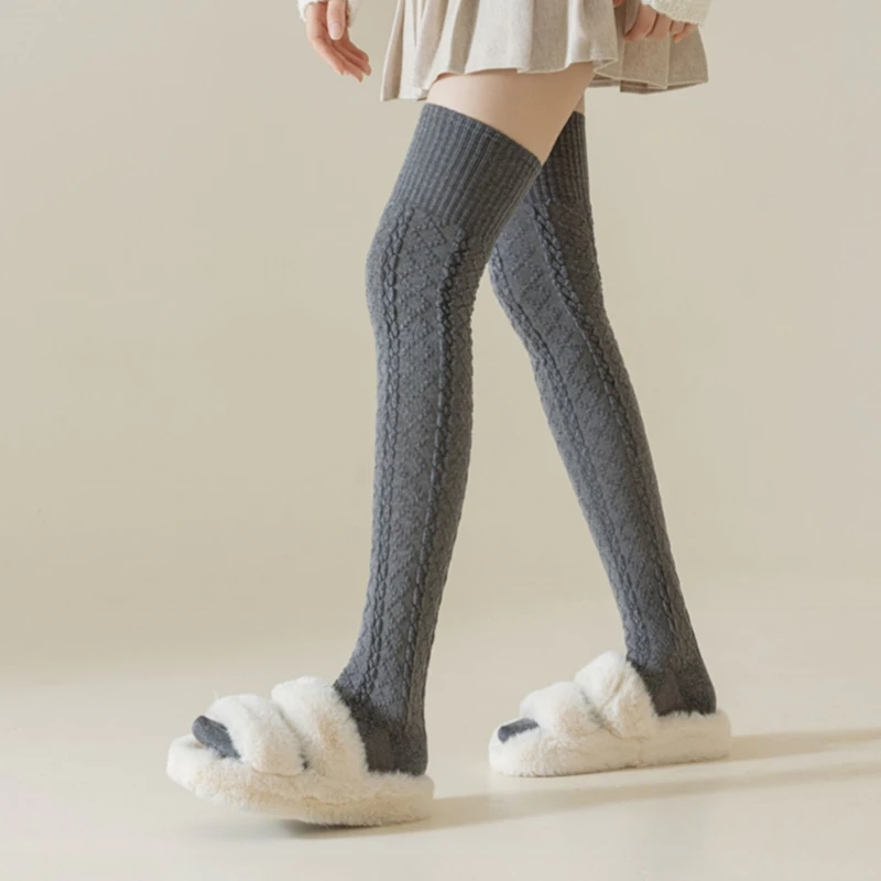 1/3/6 paar dames overknee sokken, lange sokken voor lente en herfst, gevlochten twist-ontwerp, verschillende kleuren, modieuze en veelzijdige over-de-knie-sokken, geschikt voor dagelijks gebruik, Y2K-stijl, geschikt voor lente/herfst