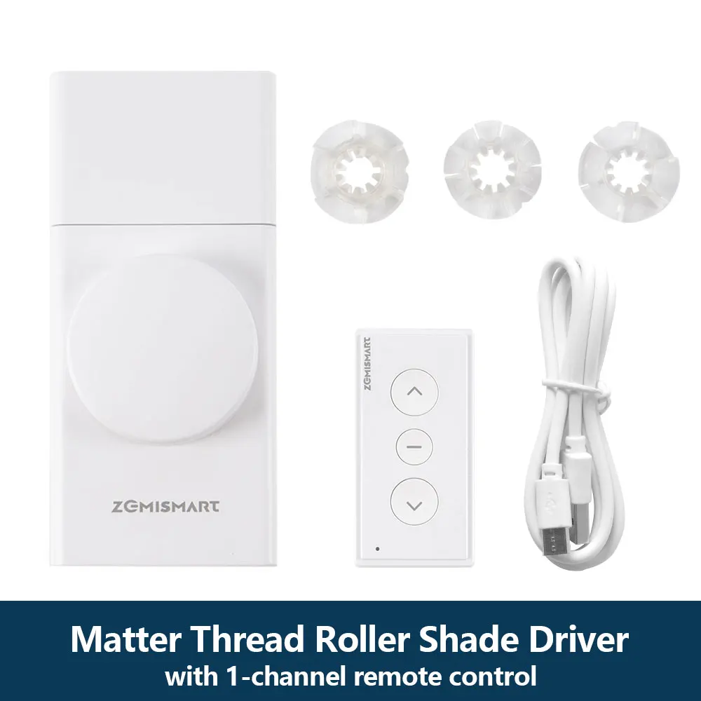 ZemiSmart Matter Thread Roller Shade Driver Oplaadbare motor Werkt met Homey HomeKit Google Home Assistant SmartThings MTP1