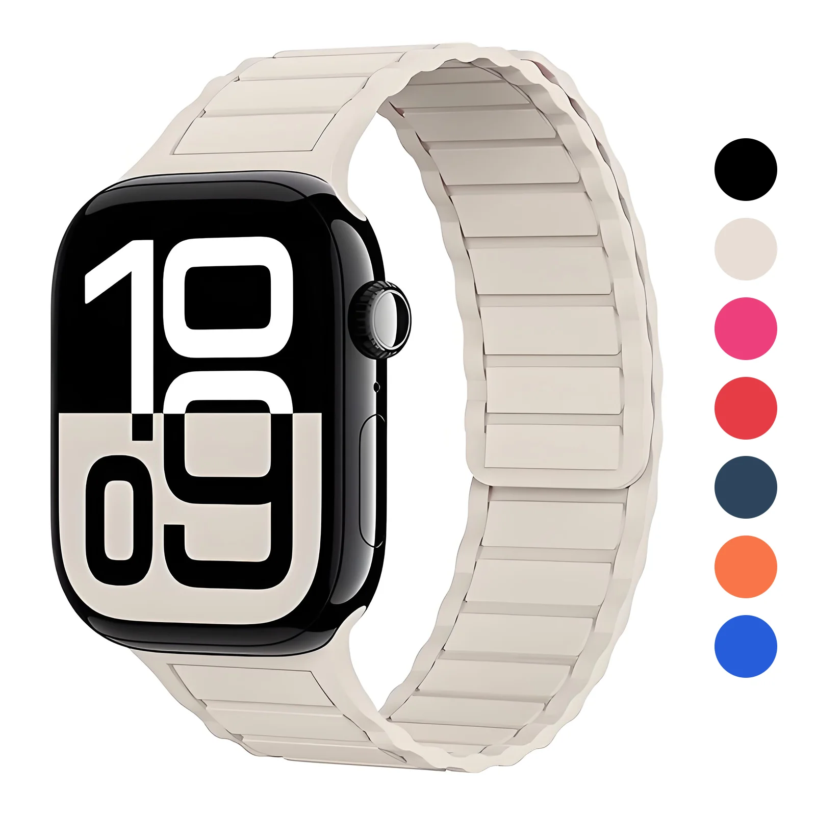 1 pack suitable for Apple Watch magnetic silicone replacement strap 44/45/46/49/42/41/40/38mm, safe fit strong magnetic adjustab