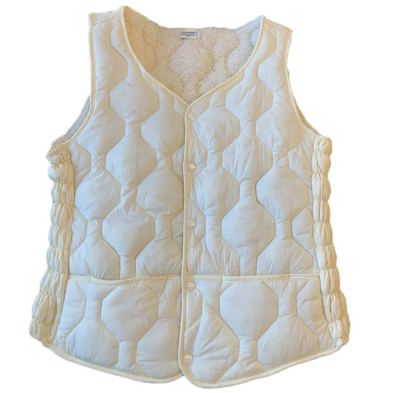 2025 Winter Down Cotton Women's Premium Thickened Vest Short Warm Tank Top Thickened Cotton Vest Versatile and Simple