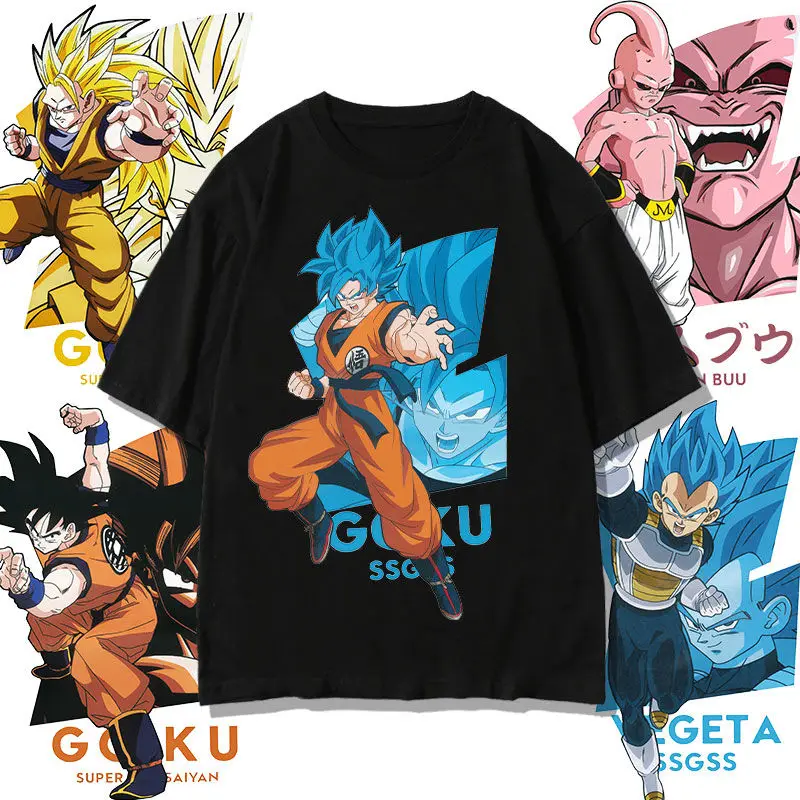 

Dragon Ball Summer Short Sleeve Kawaii Anime Characters Goku Vegeta Frieza Goten Cotton T-Shirt Cute Costume Gift for Boys