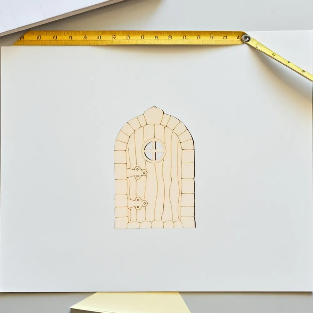 60Pcs Mini Wooden Fairy Doors Unpainted Unfinished DIY Craft Blank Fairy House Kit Garden Decor Micro Landscape Decoration