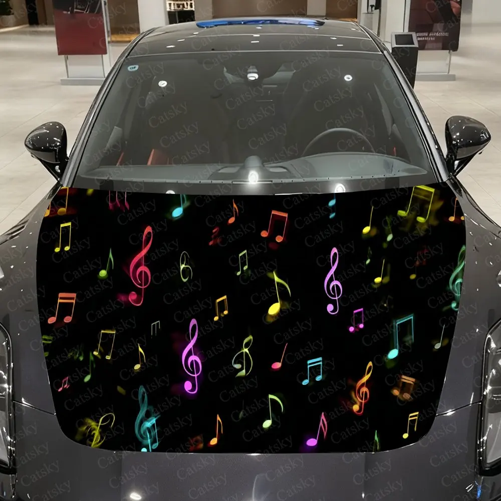 الملونة الموسيقى ملاحظة الفن غطاء السيارة ملصق ، للماء ذاتية اللصق الفينيل الرسومات الشارات ، ديكور اكسسوارات السيارات ملصقات للرجال #4