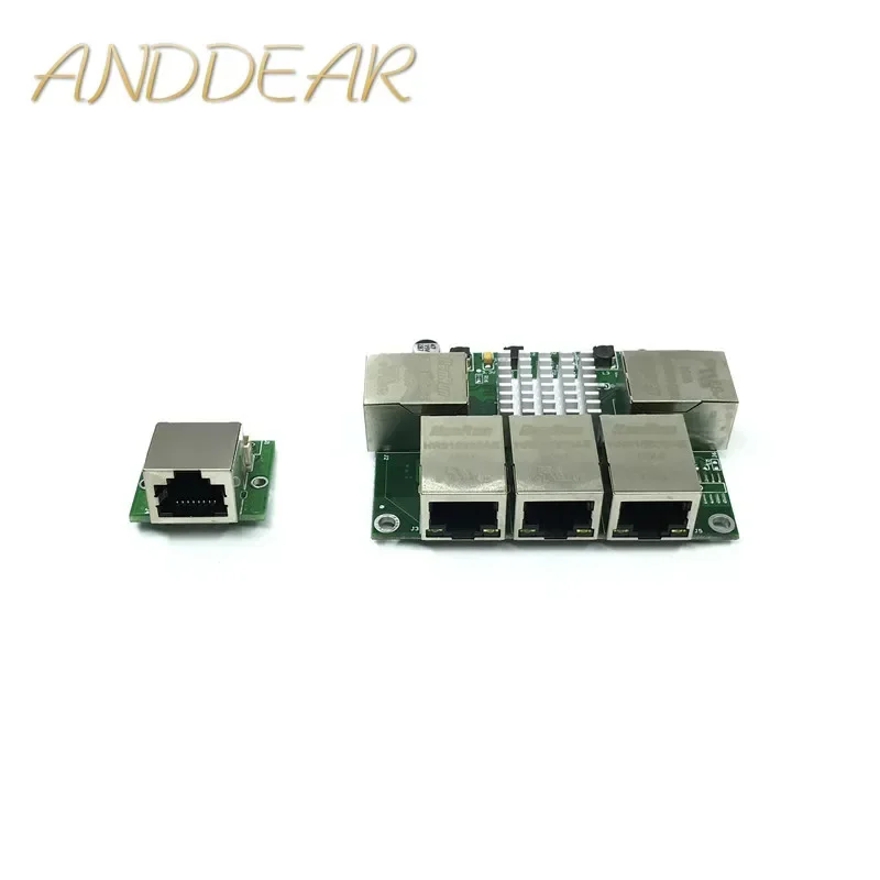 อุตสาหกรรมโมดูลสวิทช์ Ethernet 5 พอร์ต Unmanaged10/100/1000mbps บอร์ด PCBA OEM พอร์ตการตรวจจับอัตโนมัติบอร์ด PCBA เมนบอร์ด OEM