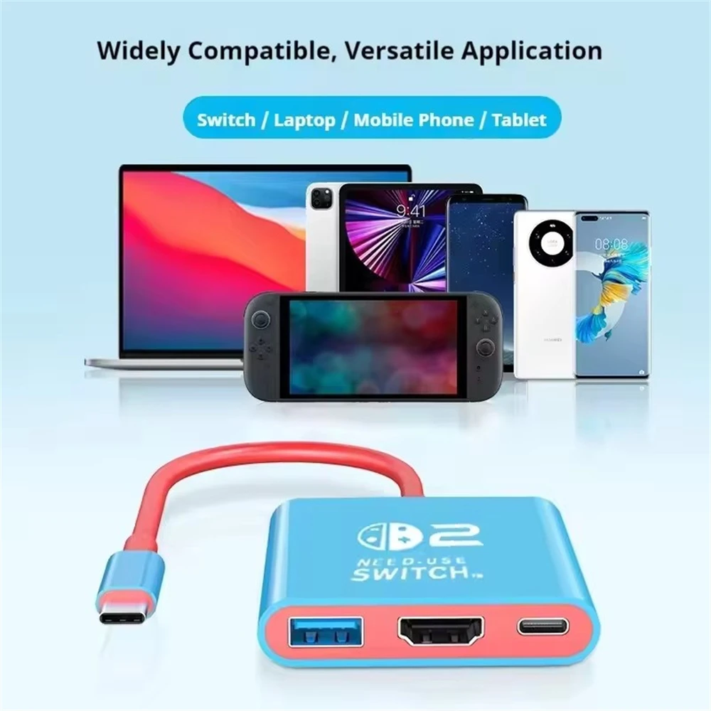 Docking Station for Nintendo Switch 2,4K 60Hz TYPE-C Hub with HDMI and USB-C 3.0 PD100W Charge Perfect for Switch 2/Switch/OLED