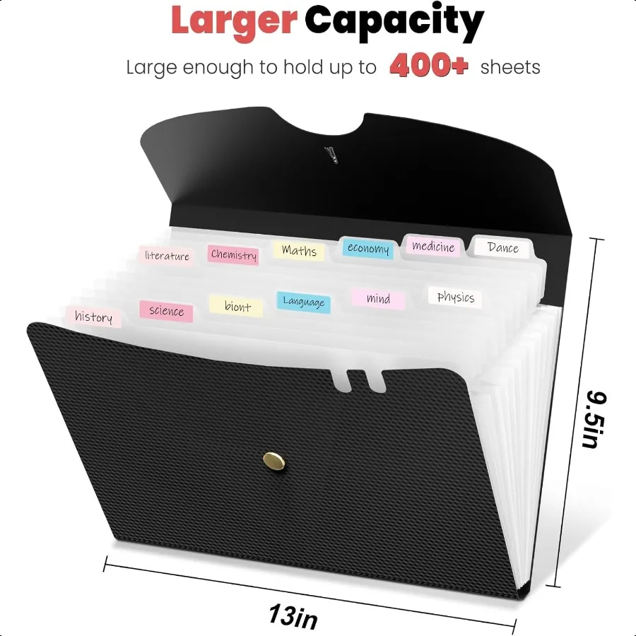 Memperluas Folder File 13 Saku Pengatur File Akordeon Folder File Bulanan yang Dapat Diperluas untuk Dokumen dengan Label Tagihan Portabel