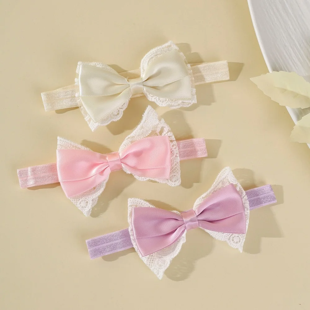 

1pcs Baby Bows Head Band Elastic Lace Hair Band Infant Headwear Solid Color Headband Babe Casual Princess Hair Accessories