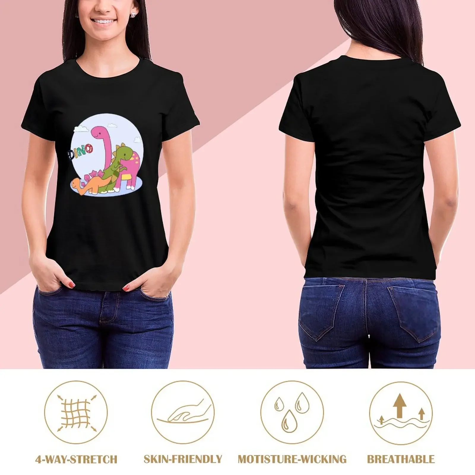 DINO Family T-shirt Design- Its Okay Not to Be Okay T-Shirt cute clothes quick drying tees rock and roll t shirts for Women