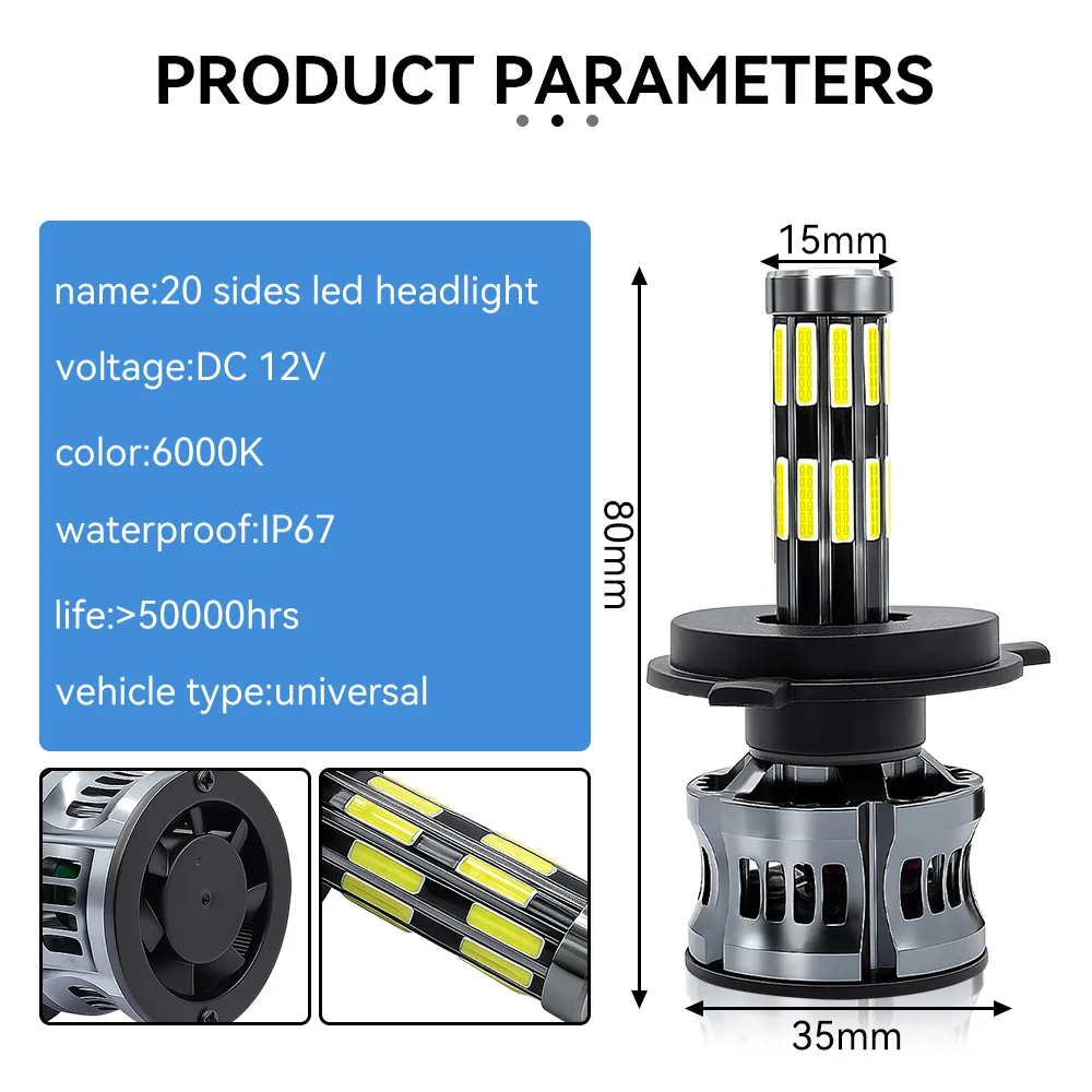 TCYATO Автомобильный фонарь 12 – обзор и цена Car Led Bulb H1 H3 H8 H11