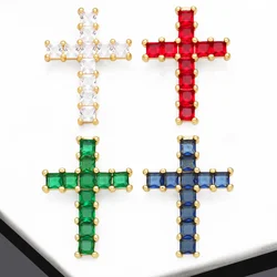 Clearance Crystal Big Cross Pendant for Necklace Copper Gold Plated Crucifix Handmade Jewelry Making Component pdtb335