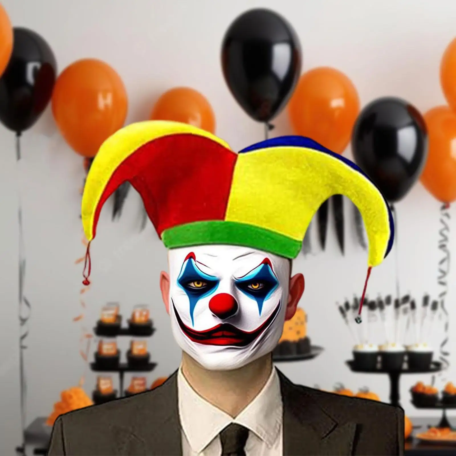 

Clown Hat Adult Novelty Rainbow Mardi Gras Party Hat for Halloween Carnival Stage Performance Fancy Dress Clown Costume Cosplay