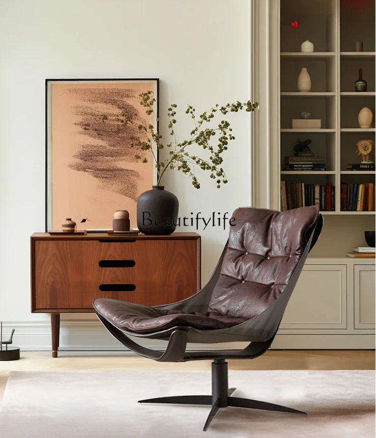 

Whole house furniture Retro Single Sofa Living Room Study High-Grade Genuine Leather Couch New Original Design