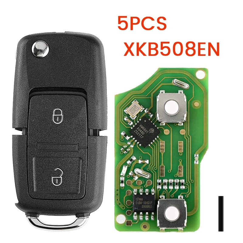 XKB508EN Wire Universal Remote Key 2 Button Fob For VW B5 Style For Xhorse VVDI Key Tool 5Pcs/Lot