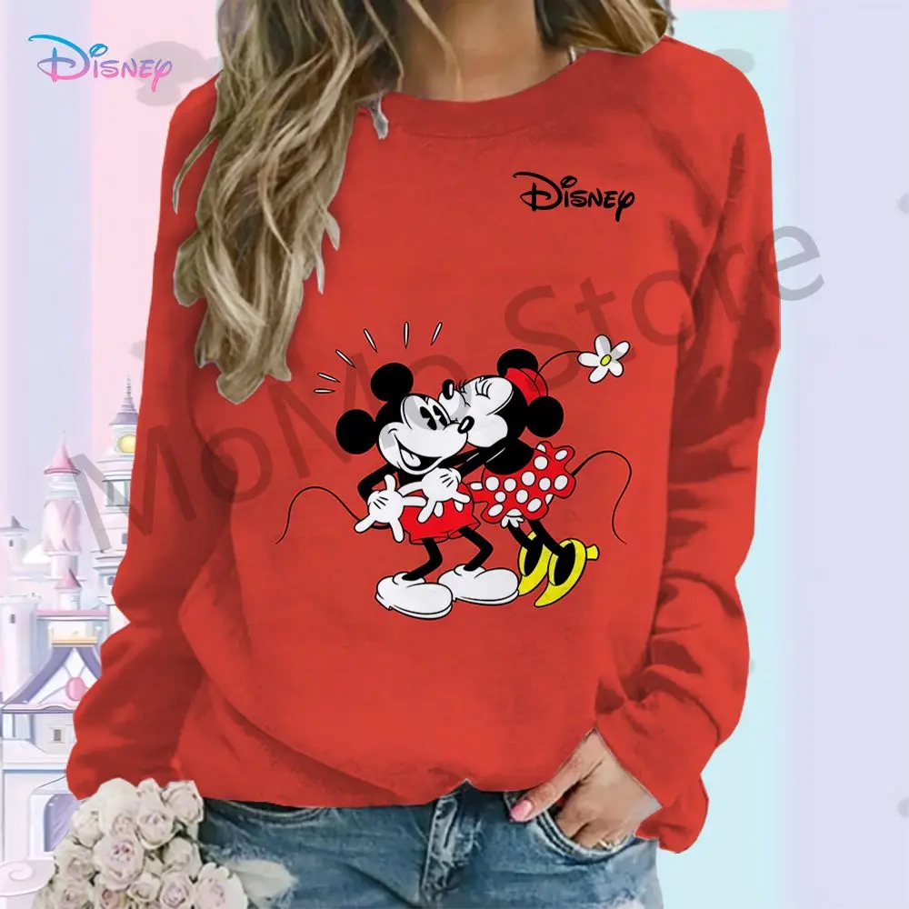 Long Sleeve Sweatshirts Disney Mickey Mouse O Neck Pullovers Party 2024 Ladies Fashion New High Quality Kawaii Clothes 3D Print