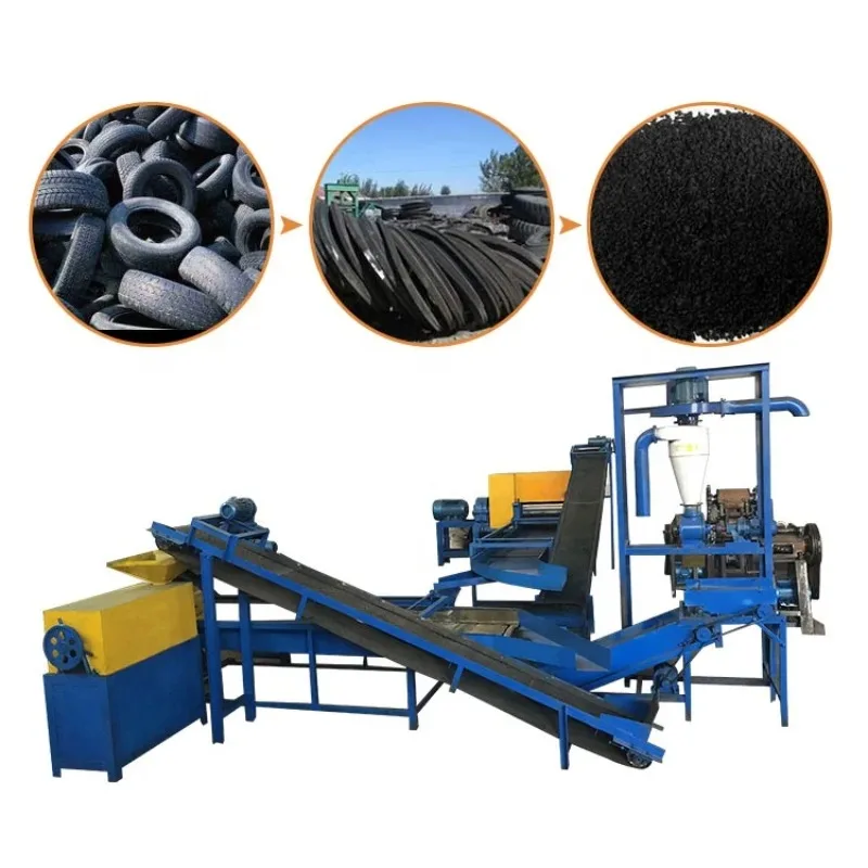 High Speed Waste Tire Stripping Machine Rubber Granules Making Line  Metal Shredder for Industrial Waste Tire Treatment