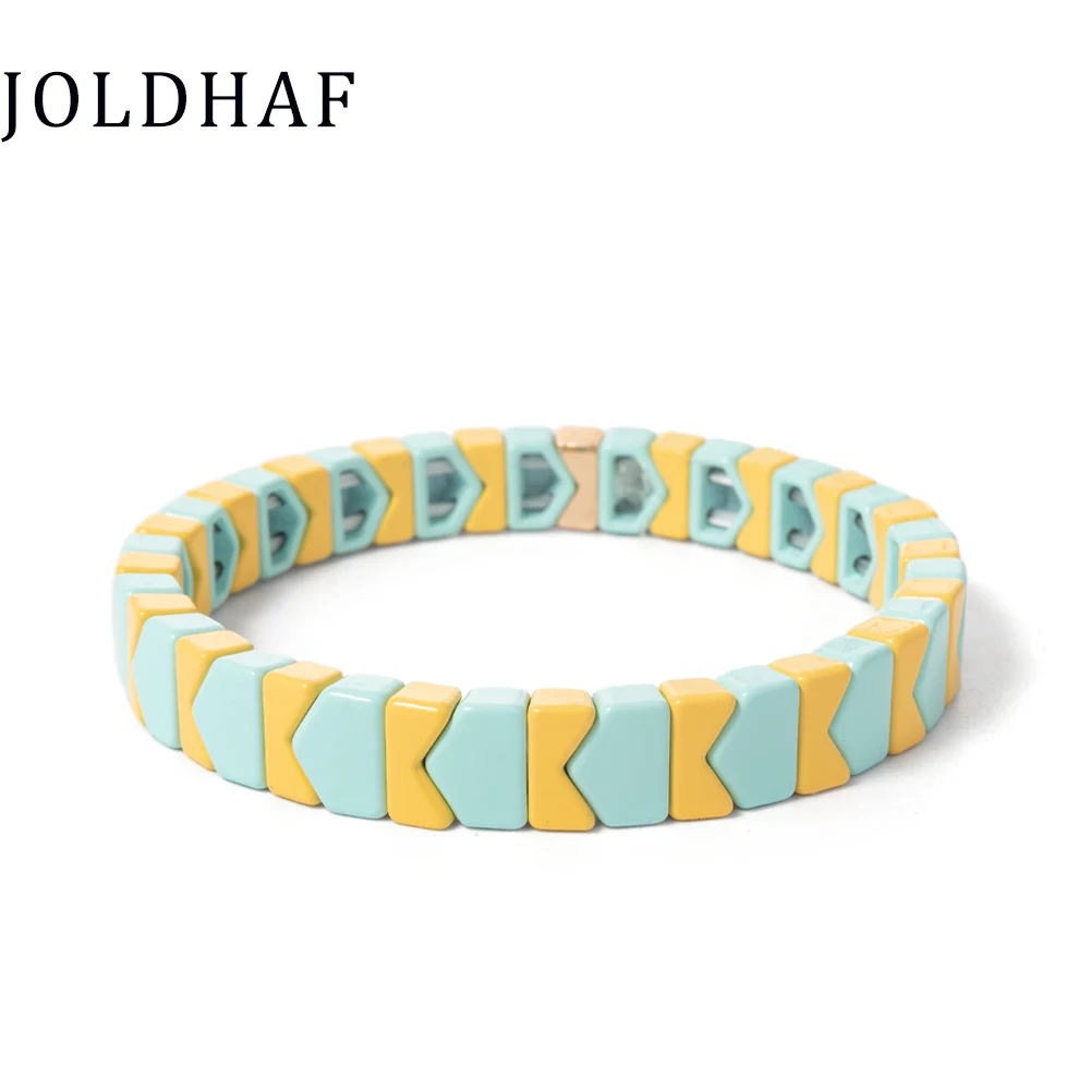 Hot Deal New Fashion Enamel Bracelets For Women Concave-Convex Shape Colorful Beads Bracelets Handmade Metal Beads Jewelry