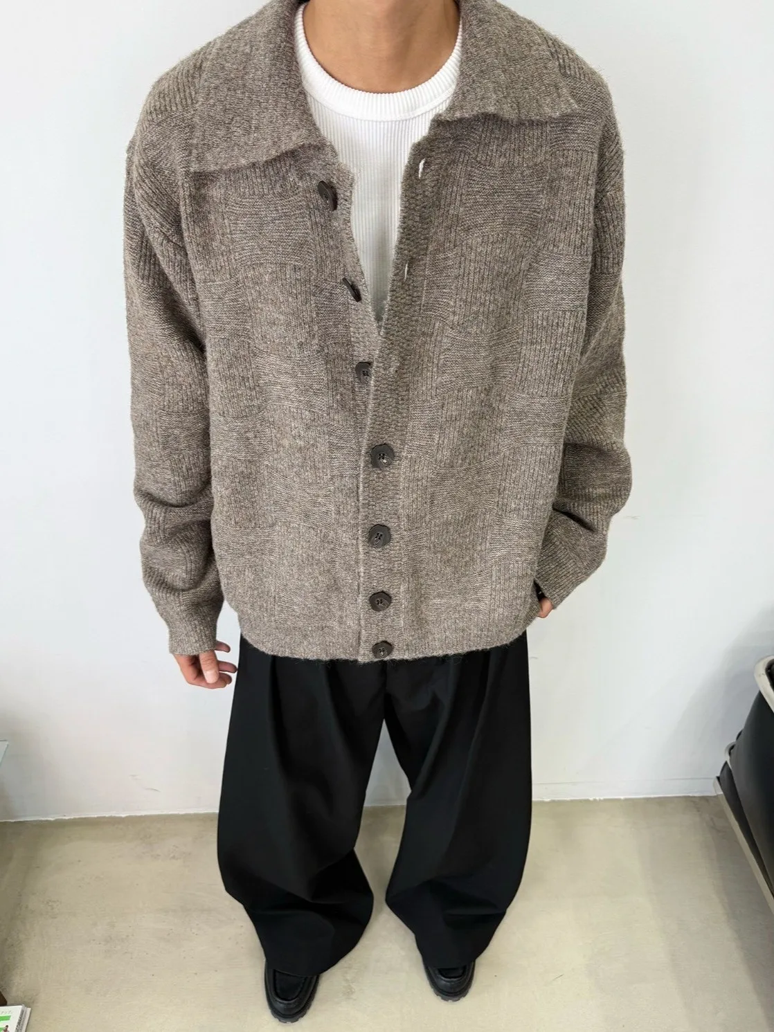 

Вязаный открытый кардиган с отложным воротником в американском стиле Lazy Long Sve в стиле ретро, осень-зима, простой универсальный свитер Jaet ex T...