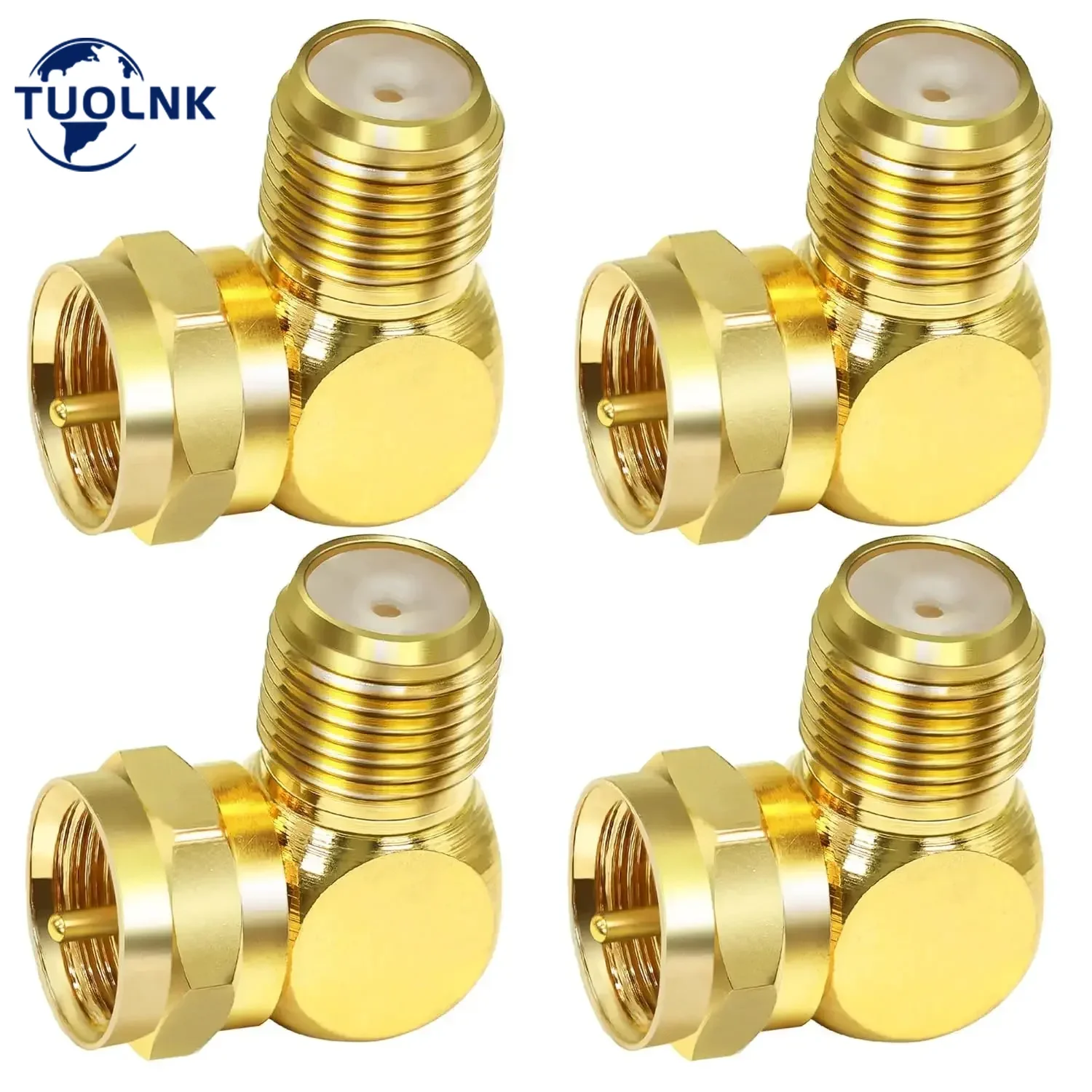 F Type Male to Female Right Angle Coax Adapter F Male to F Female 90 Degree RF Coaxial Connector Gold Plated for Wall Mounted