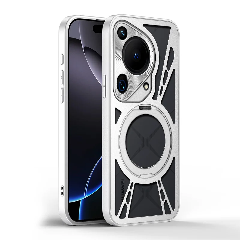 

Magnetic Metal For Magsafe Phone Case For Huawei Pura 50 60 70 Pro 70 Ultra Hollow Cooling TPU Frame Shockproof Protective Cover