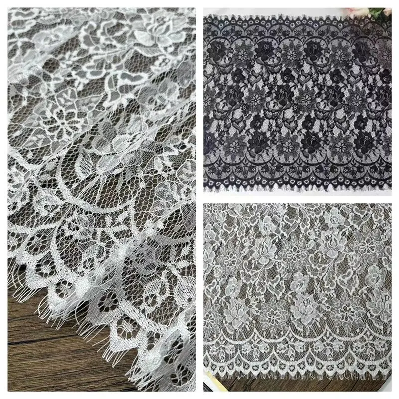 6m Exquisite Thin Eyelash Lace Trim for DIY Wedding Veils Skirts 50cm Wide Ideal Clothing Material