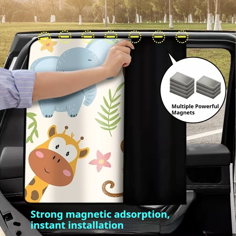 

Car Magnetic Sunshade Cartoon Children's Sunscreen Curtain in Car Summer Heat Insulation Sunscreen Blackout Curtain Privacy