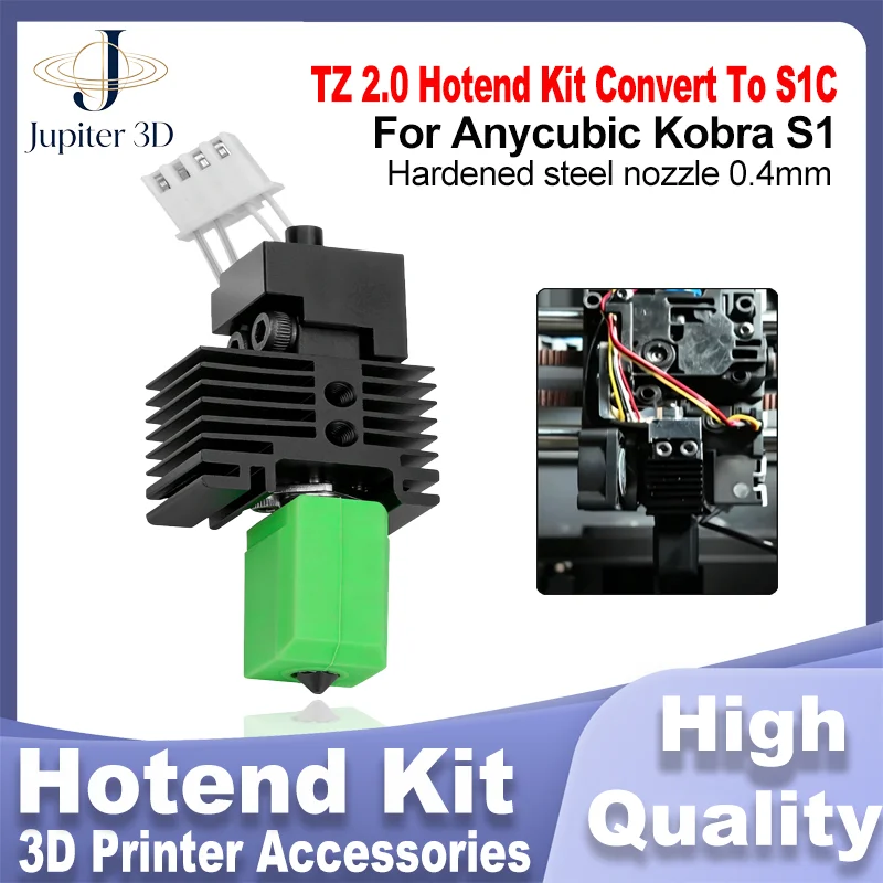 Upgraded TZ 2.0 Convert To S1C Hotend Kit For Anycubic Kobra S1 Combo Adapter Hardened Steel Nozzle Hot End Kit 3D Printer Parts