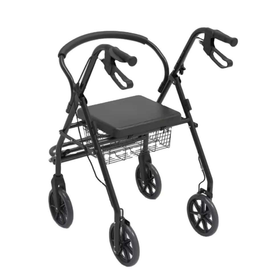 

High Quality And Hot Sale Affordable Elderly Walker Elderly Walking Aid Trolley With Seat And Footrest