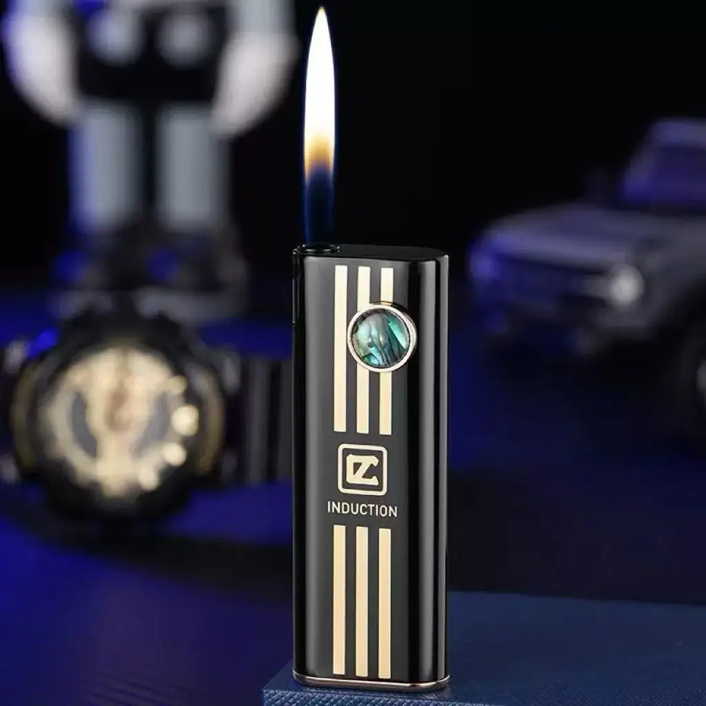 

Personalized Shell Cat Eye Button Ignite Lighter Open Flame Inflation Portable Metal Silent Battery Ignite Lighter Business Gift