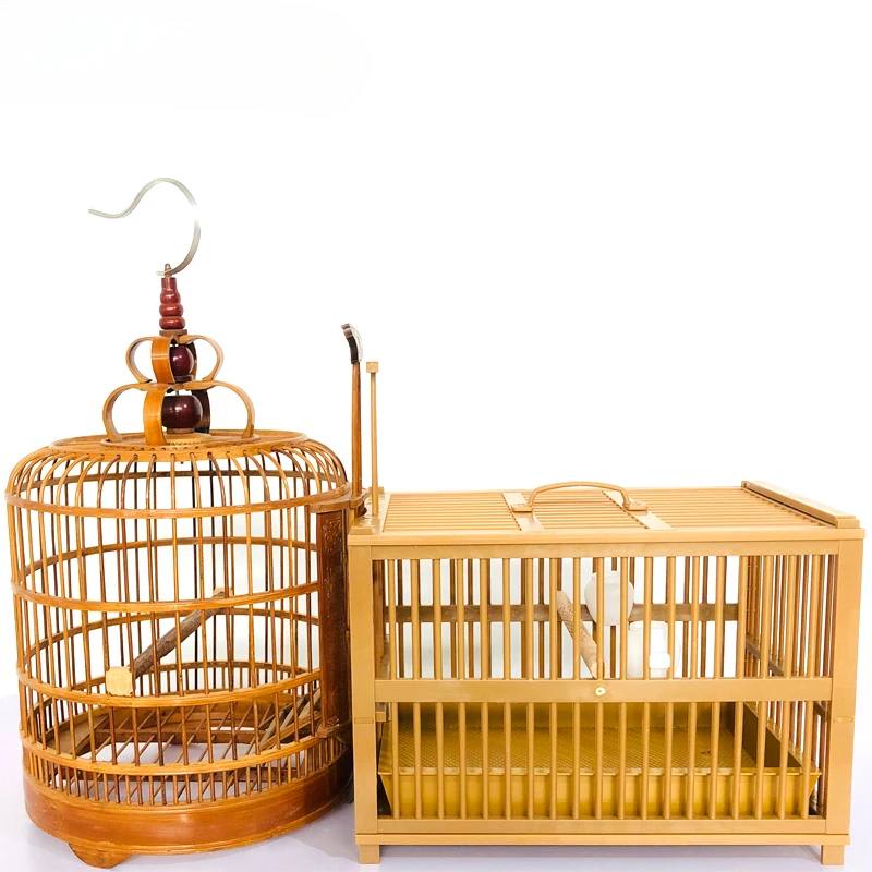 

High-End Luxury Wooden Bird Cage Thrush Bath Plastic Fashion and Environment-Friendly Simple Bird Cage Large