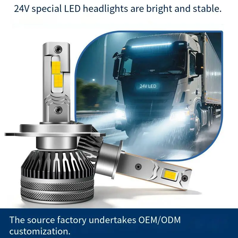 

Светодиодные лампы для фар H1 H3 H7 H4 HB2 9003, 24В 70Вт 6000К, с двойной медной трубкой, для модернизации автомобильного освещения