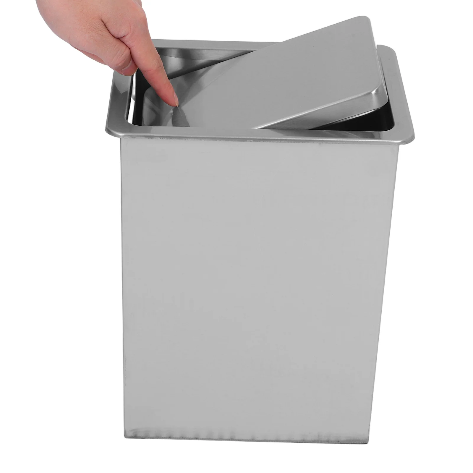 

1 комплект, встроенный мусорный бак на столешнице из нержавеющей стали, встроенная распашная крышка, мусорное ведро для кухни, ванной комнаты, компактный дизайн