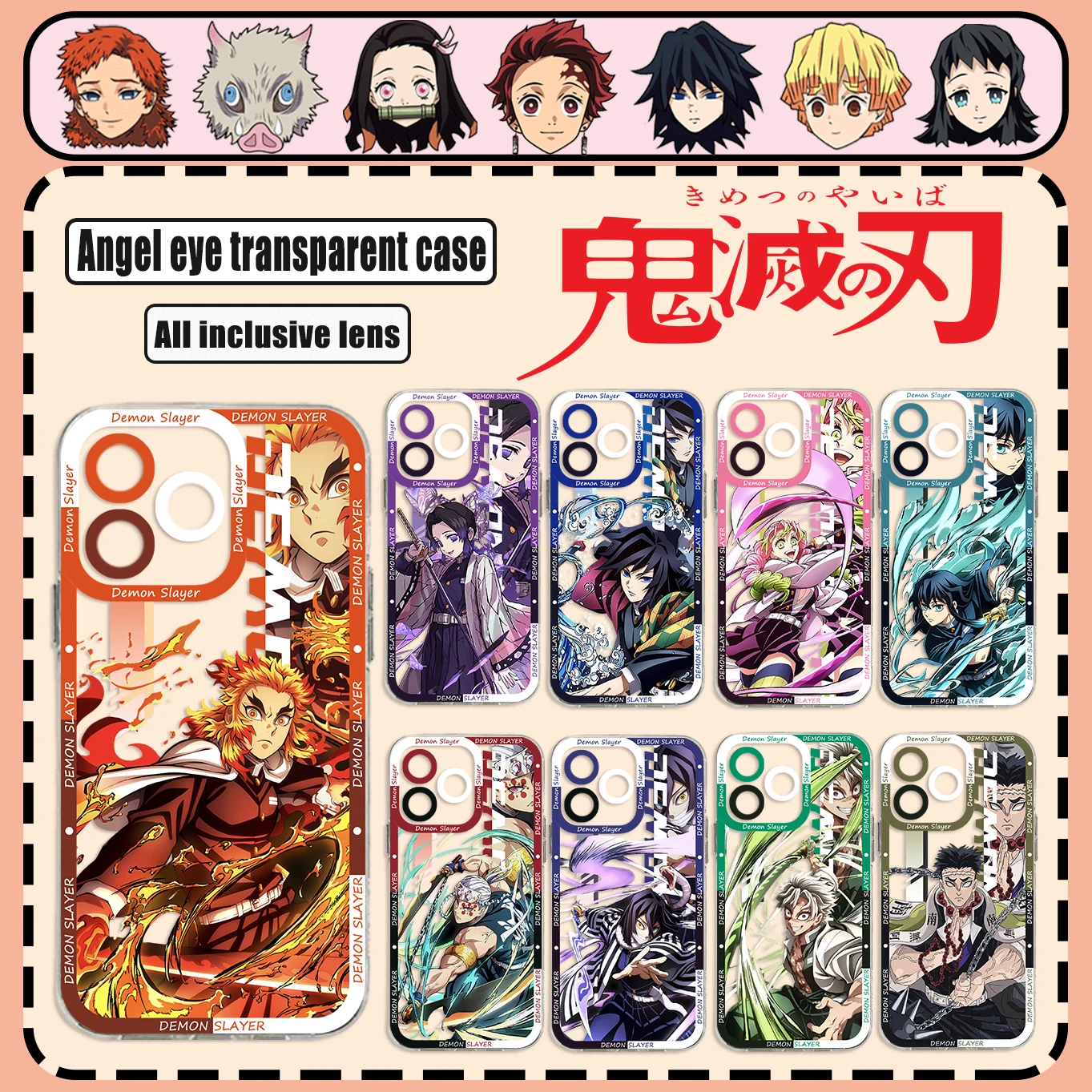 Japan Latest Anime Demon Slayer Phone Case For Xiaomi Redmi Note 13 12C 11 10 13C 10s 9 9A 9T 8 7 Pro Max 5G Transparent Cover