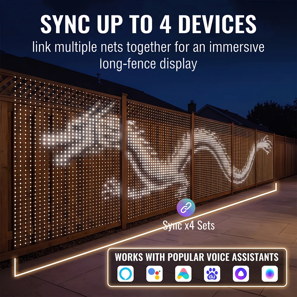 Christmas LED Smart Curtain Net Lights RGB Animated Outdoor App Remote Control Music Sync Timer Customizable Holiday Display