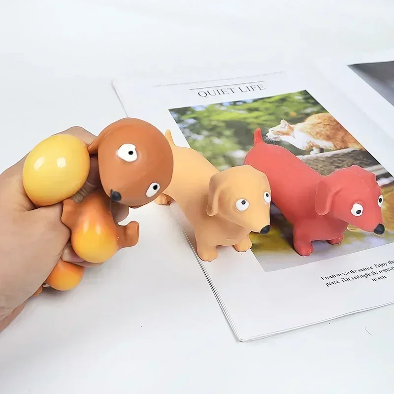 

Stress Relief Kawai Sausage Dog Figurines Miniature Pet Antistress Squishy Toys Animals Anxiety Funny Party Favors Kids Games