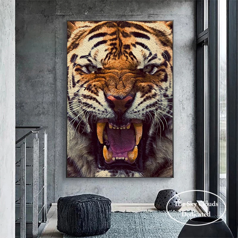 Animal Tiger Poster Beast Jungle King Canvas Painting Large Size HD Print Modern Wall Art Picture Living Room Bedroom Decor