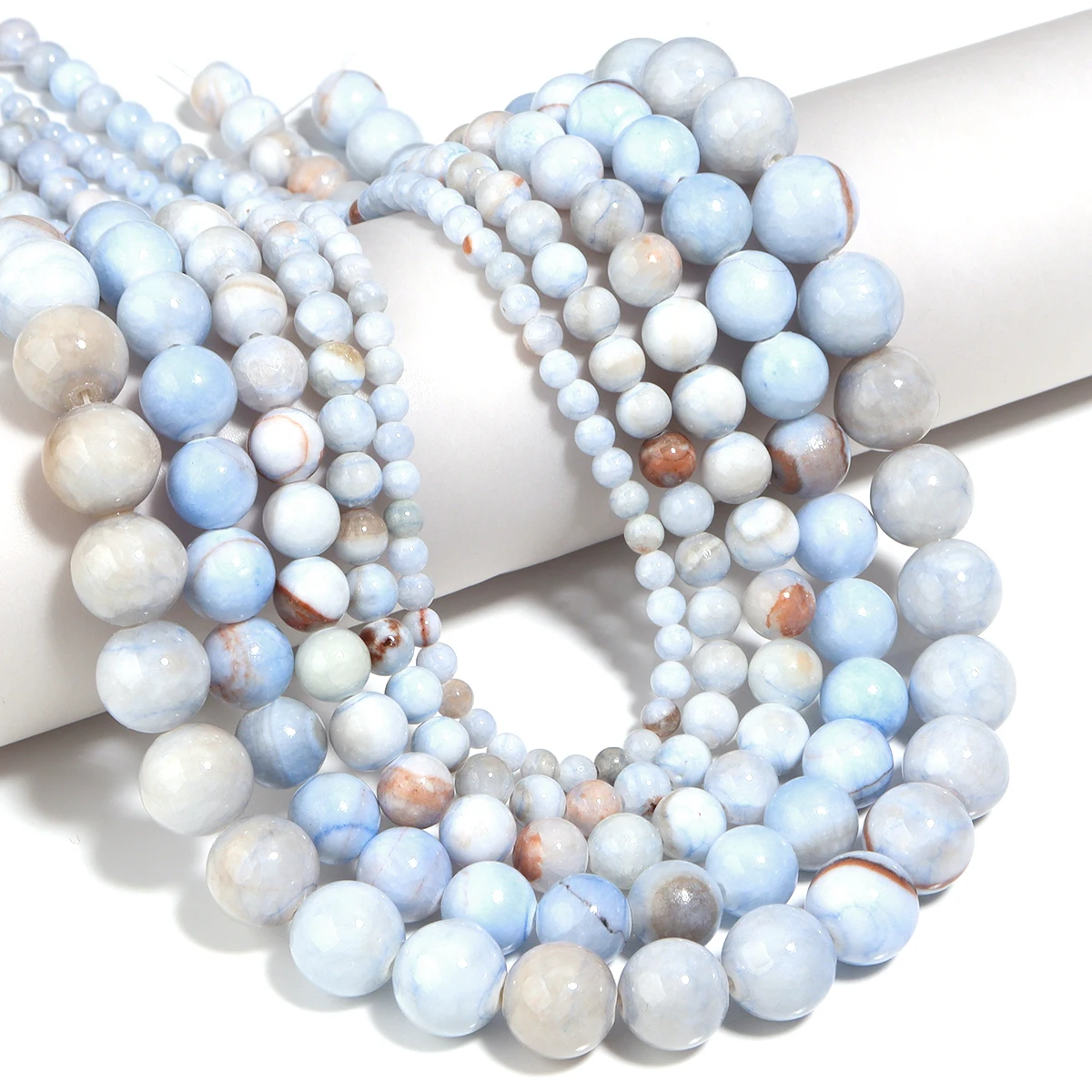 1strand/lot Blue Stripe Persian Jade Natural Stone Beads Round Loose Beads For Jewelry Making DIY Necklace Bracelet Accessories image 6