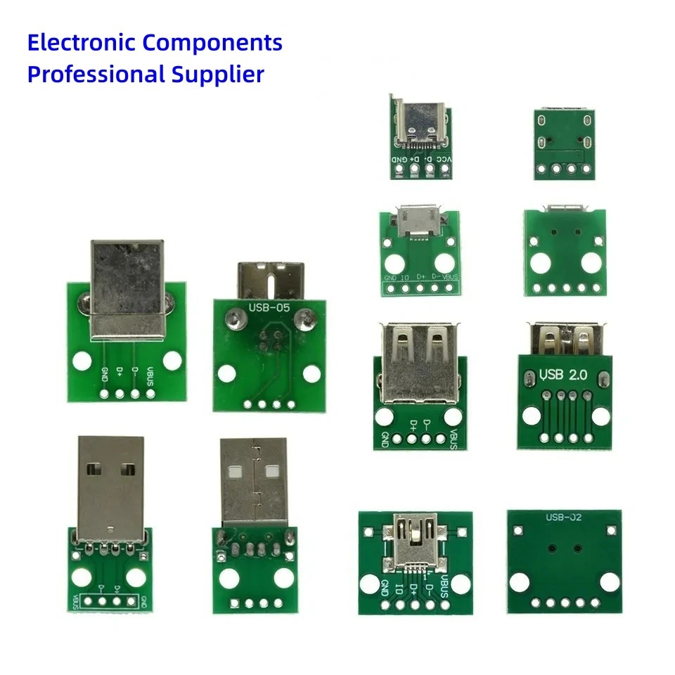 10PCS MICRO MINI5P type-c USB To Dip Female B-type Square Interface Printer Mike PCB Converter Adapter Breakout Board