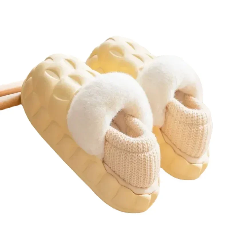 Winter Cotton Slippers for Women Indoor Home Shoes Ladies Warm Plush Removable Floor Shoes Non-slip Slipper Couple 2024