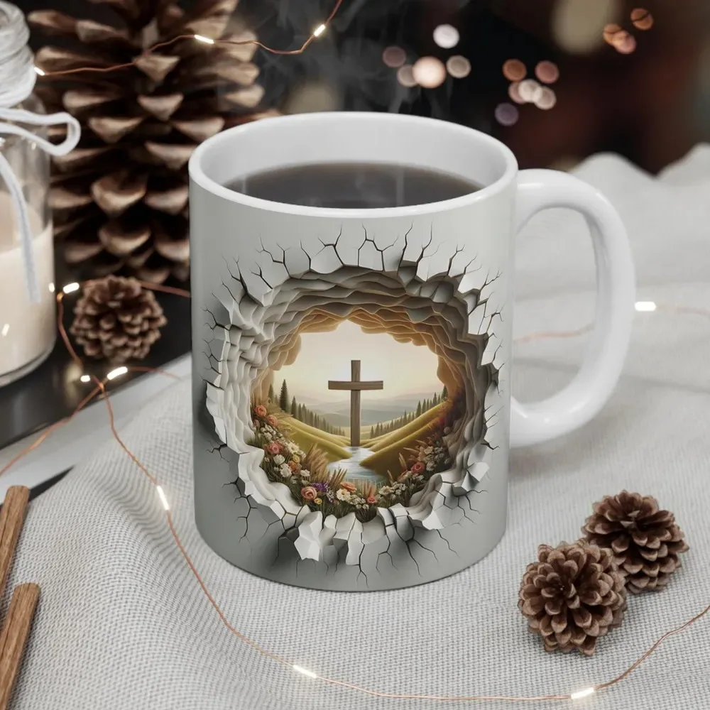 New in August, Holy Land, White Ceramic Mug, Coffee Mug