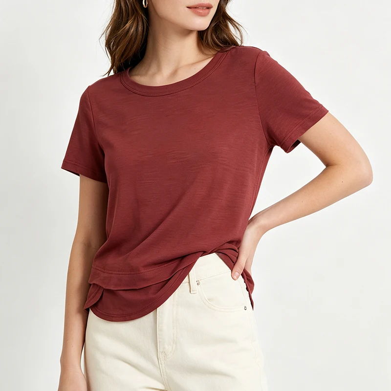 Summer Women's Cotton Short Sleeved T-Shirt New Chic Irregular Hem Casual Loose Sweet Girl T-Shirts