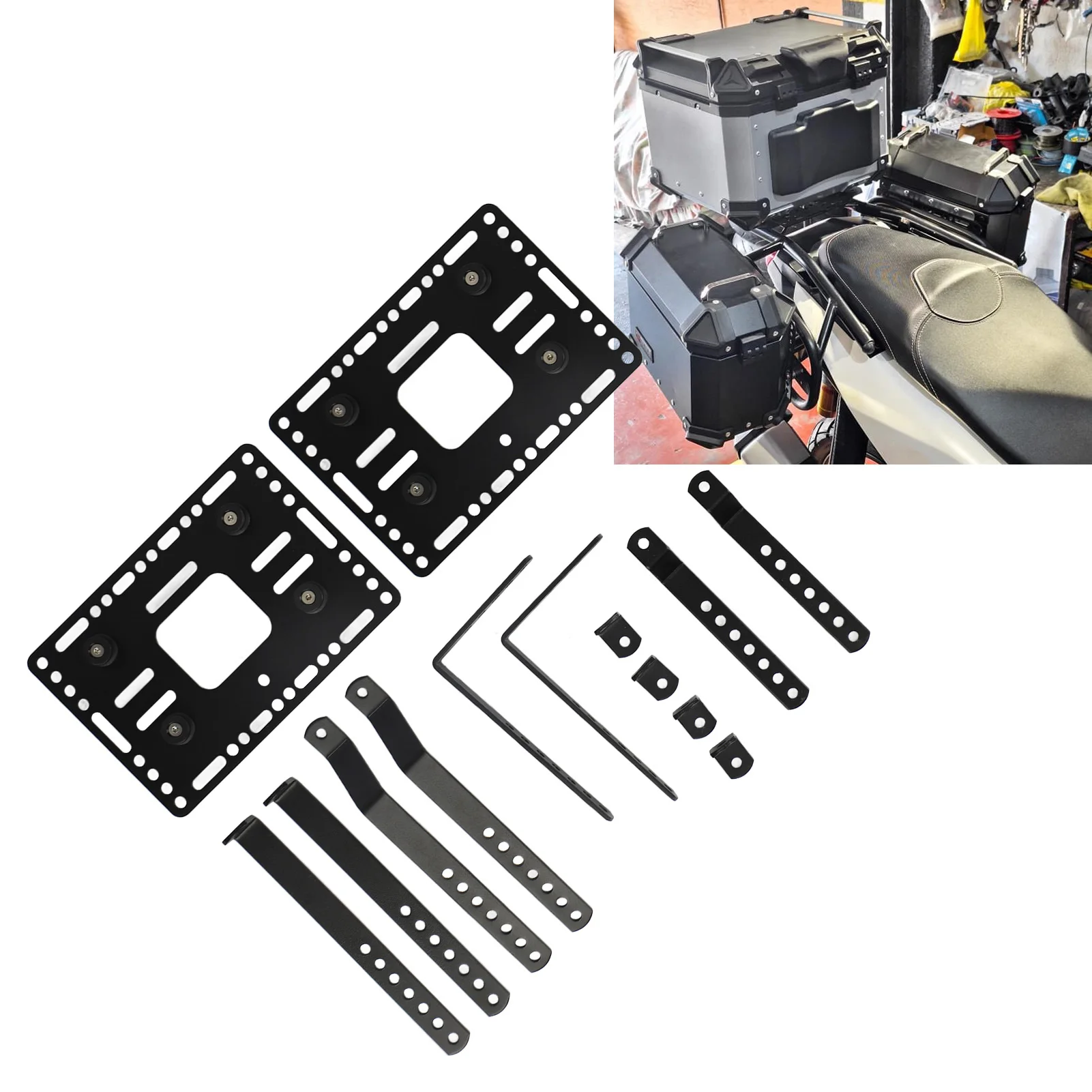 

Опорные стойки для боковой коробки мотоцикла, жесткие седельные сумки, опорный кронштейн, левый и правый, съемный, универсальный для бокового чехла 18 л