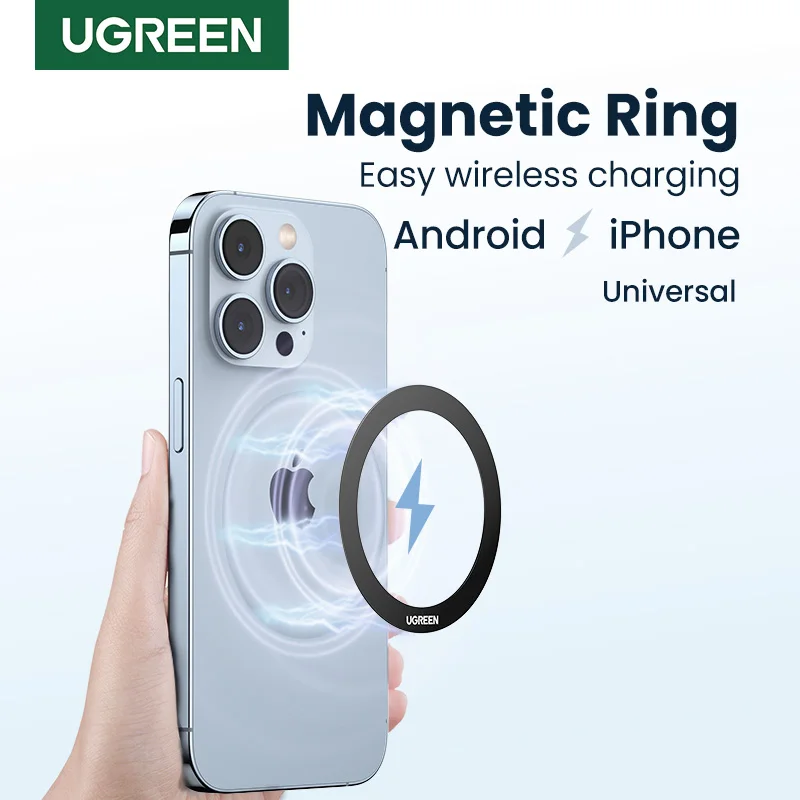 UGREEN metalowy pierścień magnetyczny do telefonu Magsafe iPhone 15 14 13 Pro telefon Android naklejka z naklejkami pierścionki do bezprzewodowej ładowarki Magsafe
