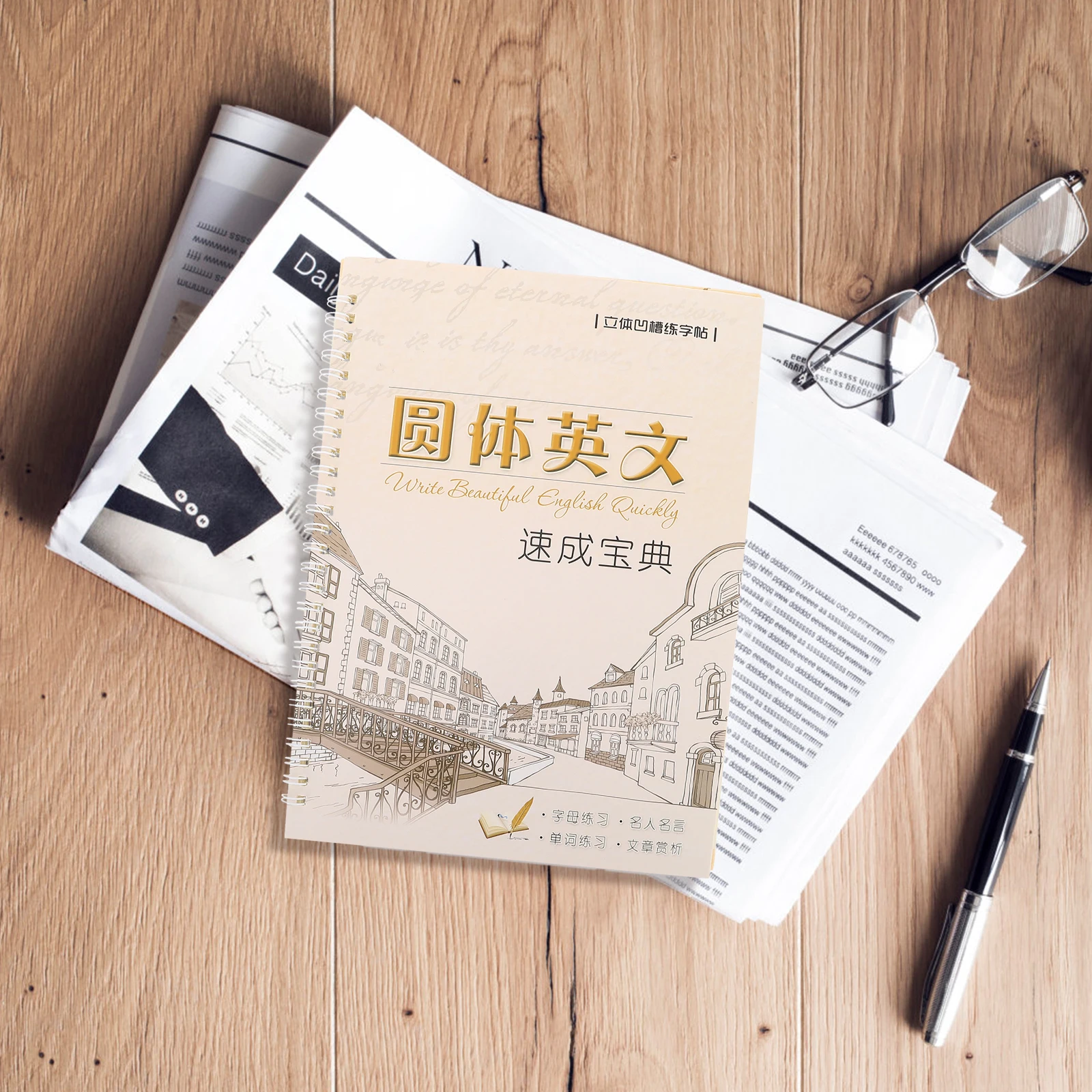 

2 Pcs English Writing Practice Book Copperplate Italic Calligraphy Adults Letter Copybook Groove Workbook H writing Skill