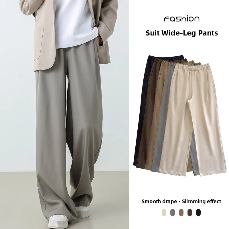 ارتفاع الخصر فضفاض المرأة البدلة السراويل الربيع الصيف جديد Sle Drapey عادية واسعة الساق التخسيس ort حجم كبير طول الأرض #3