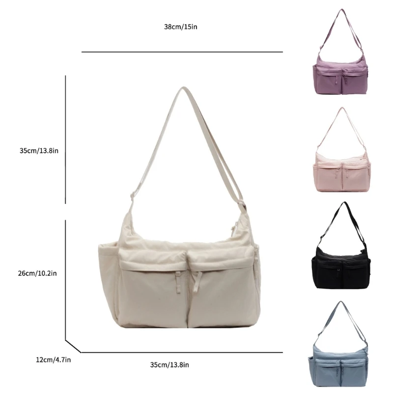 Stylish Crossbody Bag for Men and Women Large Capacity Nylon Travel Pouches E74B image 6
