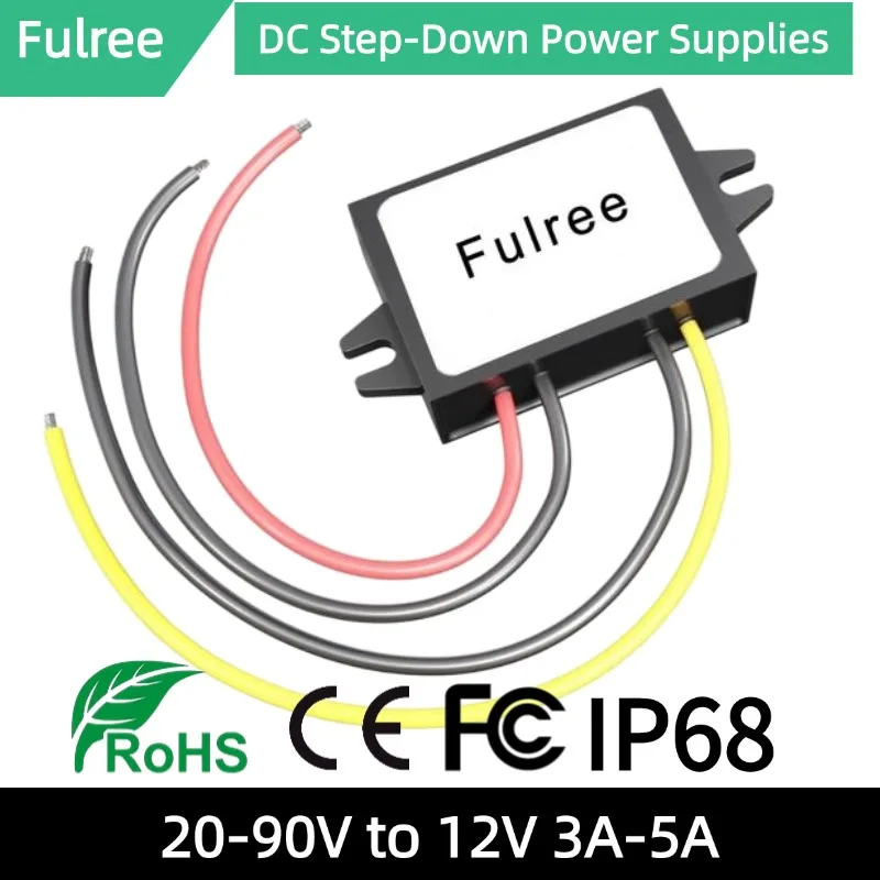 20-90v DC DC Converter Reducer 24v 36v 48v 60v 72v to 12v Step Down Buck 3A 12v dc Voltage Regulator for Golf Cart Car Device