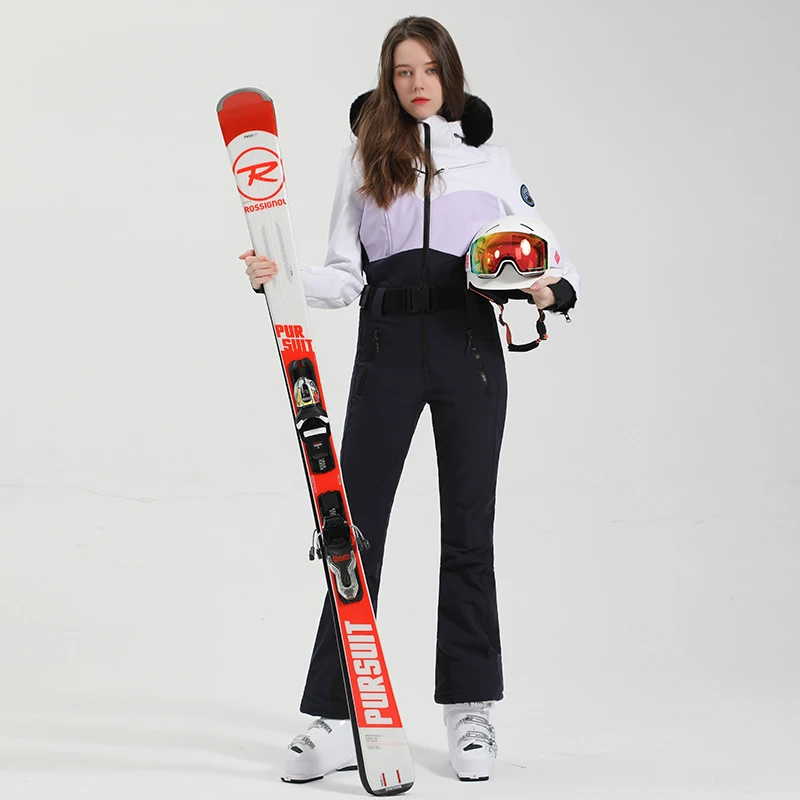 GSOU SNOW Snowboarding Jacket and Suspender Pants for Women Waterproof Windproof Warm Snow Costume Skiing Outdoor Ski Clothing