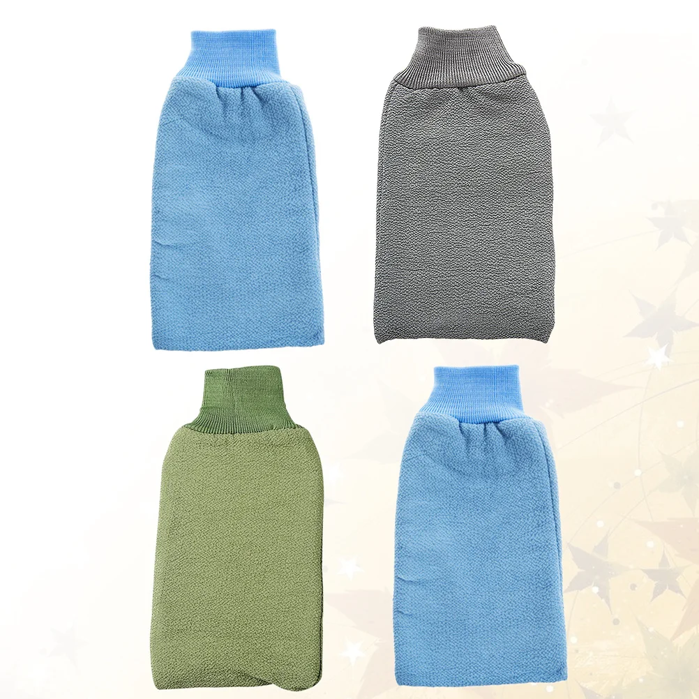 

4pcs Bathing Glove Premium Cotton Polyester Shower Cleaning Glove Exfoliating Body Scrubber Deep Clean Durable Wrist Closure